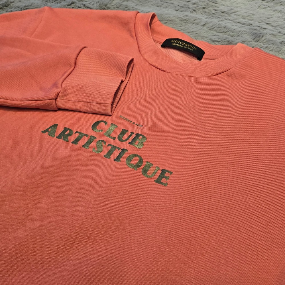 Scotch‎ & Soda Club Artistique Coral Pink Sweatshirt Mens Small